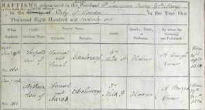Ancestry.co.uk – London Metropolitan Archives, St Lawrence Jewry, Register of Baptism, Guildhall: DL/T, Item Ms 10442A