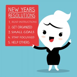Smiling businesswoman with new year resolutions list
