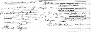 Register of marriage for Catherine Dempsey and Henry Robinson, 12 Dec 1849. [NSW Registry of BDMs Entry 226/1849 ]